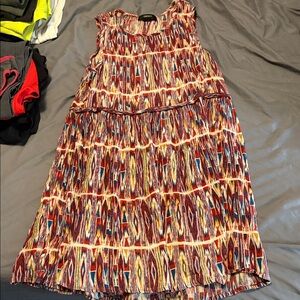 Multicolor Sleeveless Patterned Dress/Tunic Top